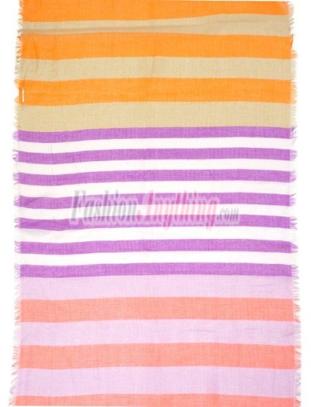 (image for) Lavish Strip Print Scarf S0150 Purple
