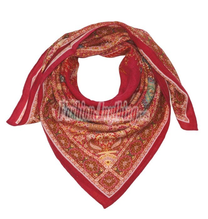 (image for) Lavish Wool Blend Print Scarf S0136 Red