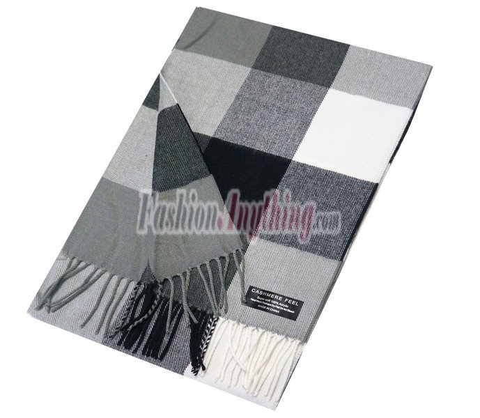 (image for) Woven Cashmere Feel Plaid Scarf Grey