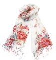 (image for) Lavish flower print scarf red / white