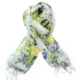 (image for) Lavish flower print scarf blue / white