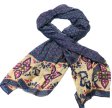 (image for) Lavish abstract flower print scarf navy / pink