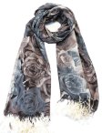 (image for) Lavish big rose Print scarf coffee