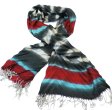 (image for) Lavish strip print scarf red / dark grey
