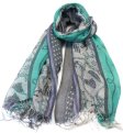 (image for) Lavish chain & Dot print scarf tiffany blue / grey