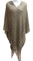 (image for) Two Tone Knit Poncho Brown