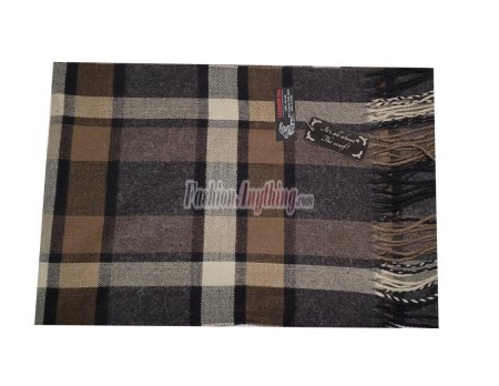 (image for) Cashmere Feel Plaid Scarf Brown 
