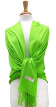 (image for) Lime Green Solid Pashmina Label Scarf