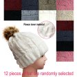 (image for) Faux Fur Pom-Pom Cable Knit Beanie Hat 1dz (12 pieces) Assorted 