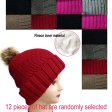 (image for) Faux Fur Pom-Pom Solid Knit Beanie Hat 1dz (12 pieces) Assorted 