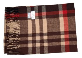(image for) Cashmere Feel Pattern Scarf 46047 Brown/Red