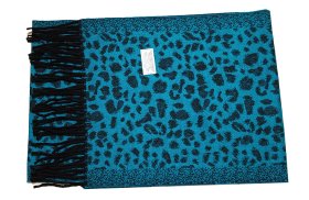 Cashmere Feel Leopard Scarf Blue