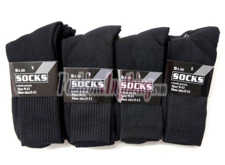 (image for) Men's Basic Crew Socks Dozen (12 Pairs) - Black