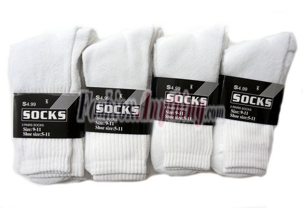 Men\'s Basic Crew Socks Dozen (12 Pairs) - White