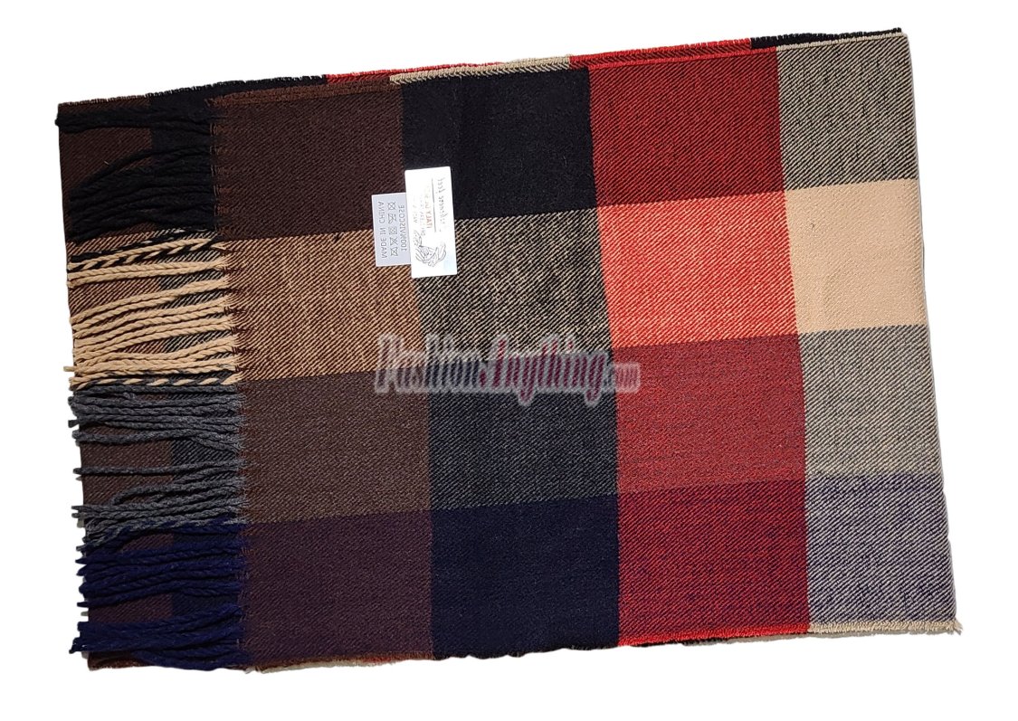 (image for) Cashmere Feel Pattern Scarf Red/Brown