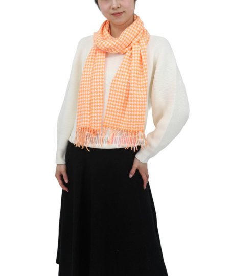 (image for) Cashmere Feel Pattern Scarf Orange