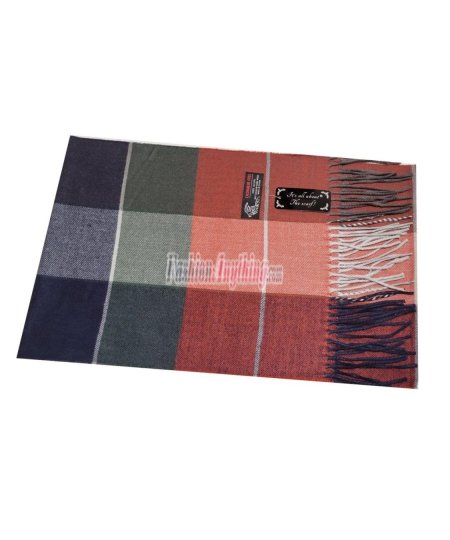 (image for) Cashmere Feel Plaid Scarf Burgundy /Navy /Green