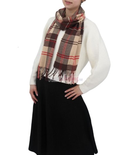 (image for) Cashmere Feel Pattern Scarf Brown/Red