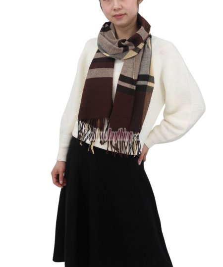 (image for) Cashmere Feel Pattern Scarf 47549 Brown