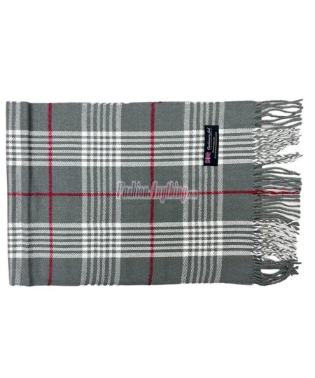 (image for) Cashmere Feel Plaid Scarf Grey