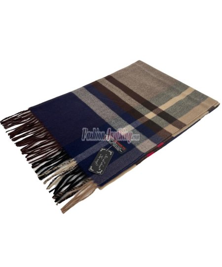 (image for) Woven Cashmere Feel Classic Scarf Brown/Navy/Red