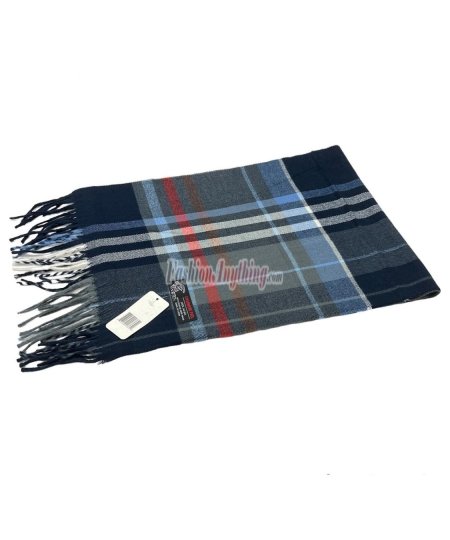 (image for) Woven Cashmere Feel Classic Scarf Navy/Grey/Orange