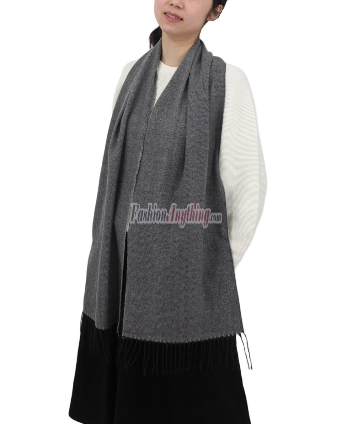 (image for) Cashmere Feel Design Scarf Black/White