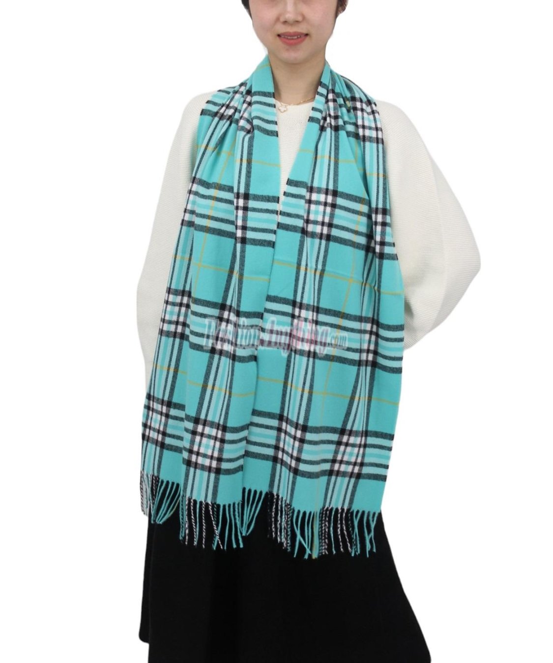 (image for) Woven Cashmere Feel Classic Scarf Light Teal