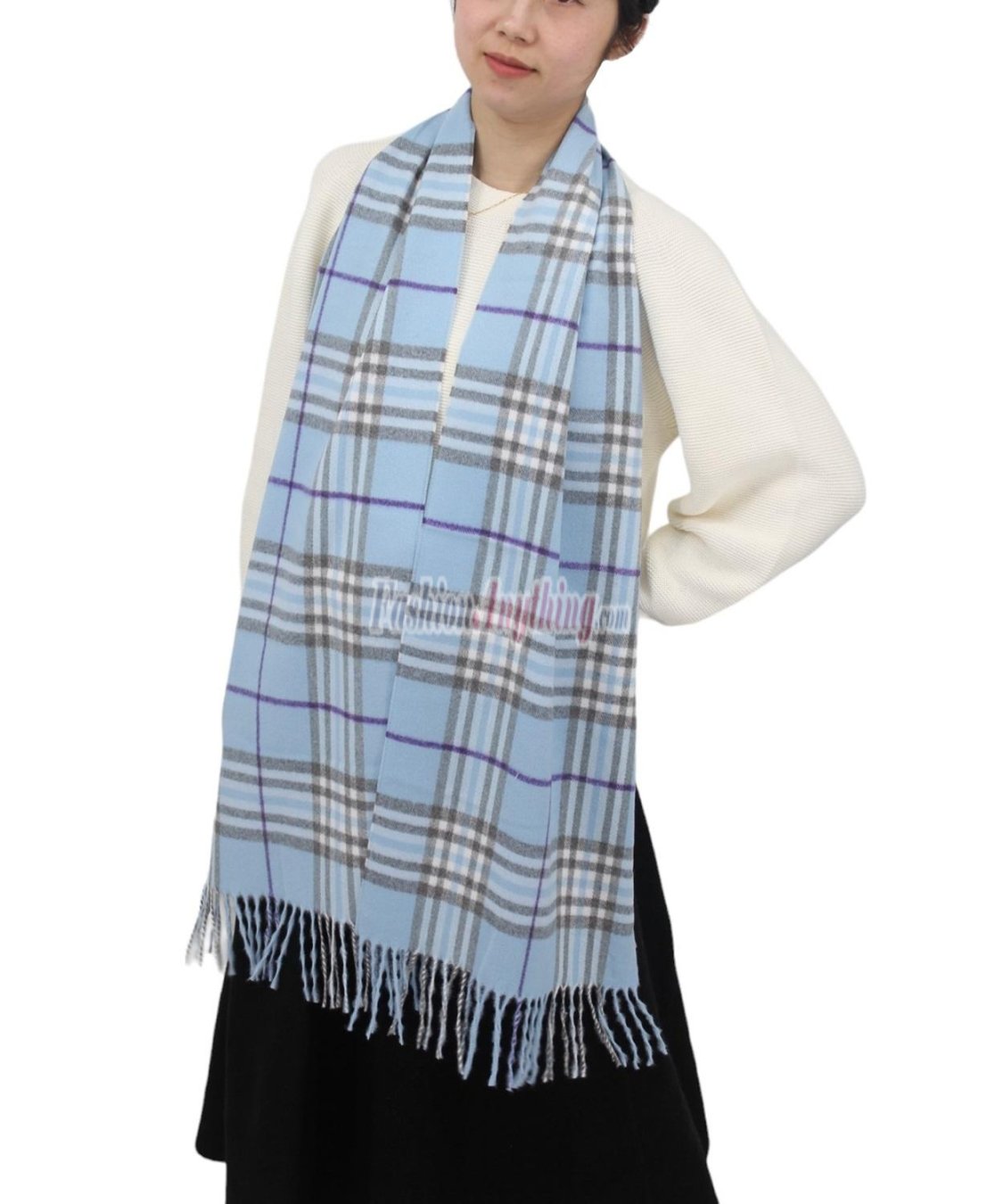 (image for) Woven Cashmere Feel Classic Scarf Light Blue