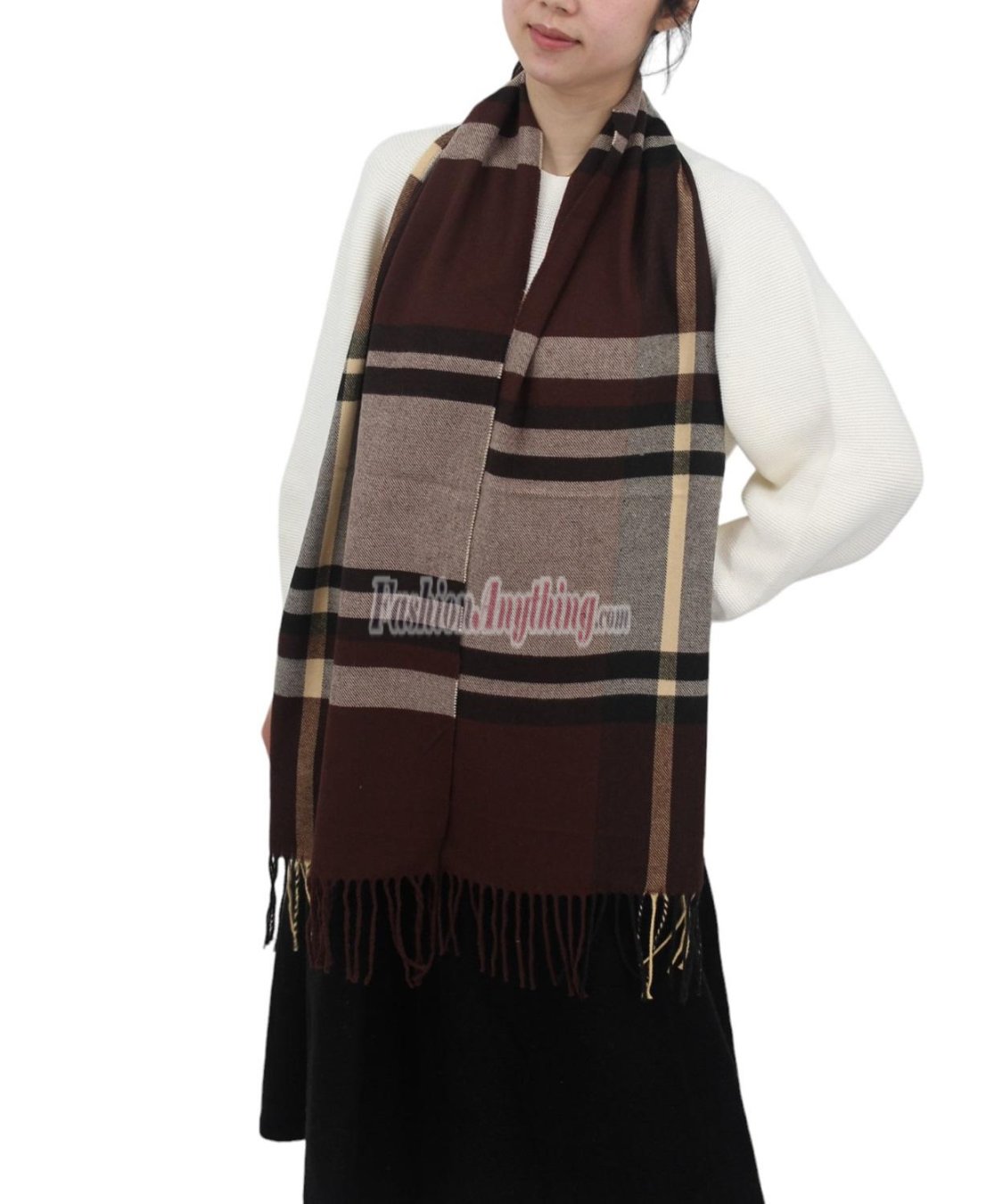 (image for) Cashmere Feel Pattern Scarf 47549 Brown