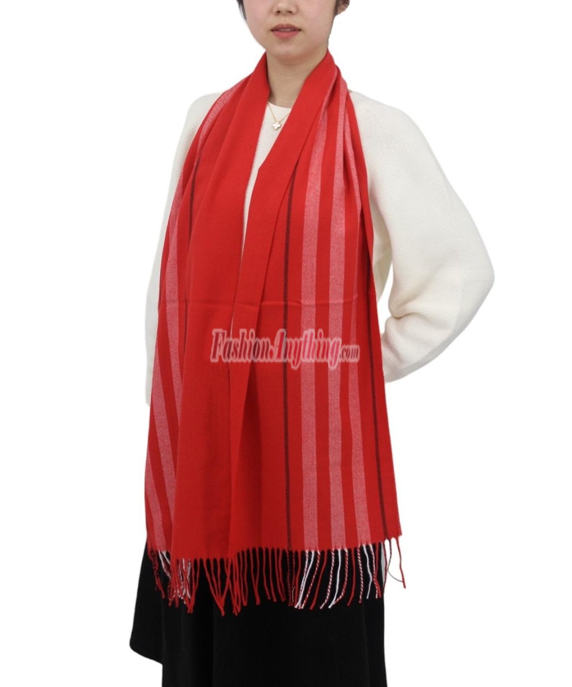 (image for) Cashmere Feel Pattern Scarf 90127 Red