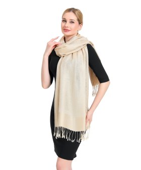 Paisley Jacquard Pashmina Beige