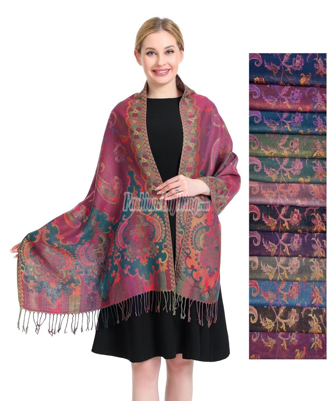 (image for) Metallic Floral Pashmina FASF23133 ( 12COLORS, 1DZ)