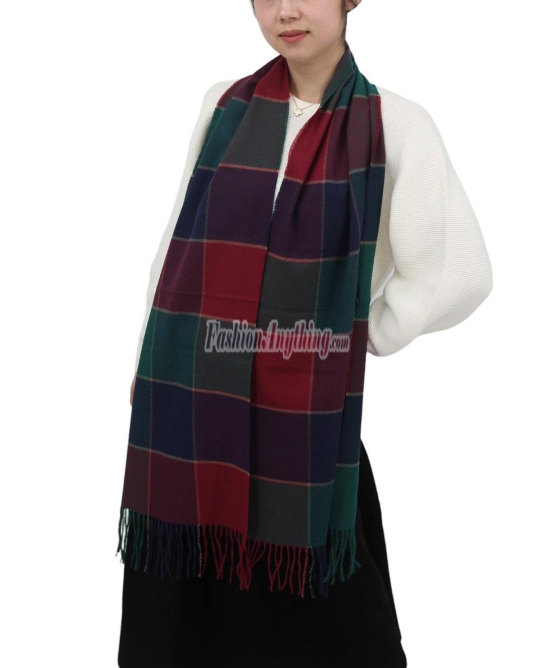 (image for) Cashmere Feel Classic Scarf Green/Wine/Navy