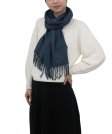 (image for) Solid Cashmere Feel Scarf Steel Blue