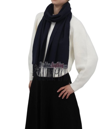 (image for) Solid Cashmere Feel Scarf Navy
