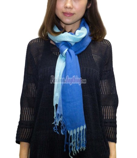 (image for) Ombre Solid Print Scarf Blue/Aqua Blue