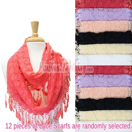 (image for) Infinity Floral Lace Scarf 1 DZ, Asst. Color