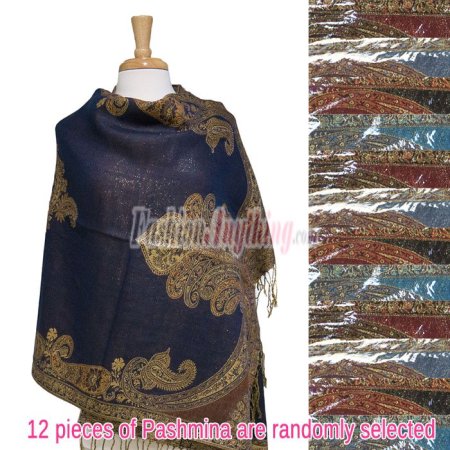 (image for) Gaint Paisley Metallic Pashmina 1 DZ, Asst. Color