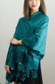 (image for) Paisley Jacquard Pashmina Teal Dozen (12 pcs)