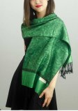 (image for) Paisley Jacquard Pashmina Green / Black Dozen (12 pcs)