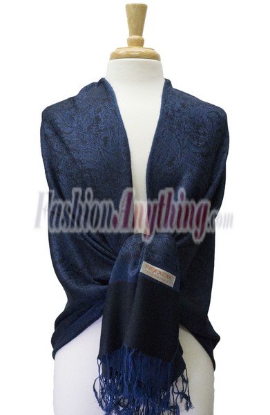 (image for) Paisley Jacquard Pashmina Navy / Black Dozen (12 pcs)