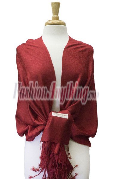 (image for) Paisley Jacquard Pashmina Dark Red Dozen (12 pcs)