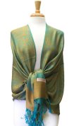 (image for) Paisley Jacquard Pashmina Golden Green Dozen (12 pcs)