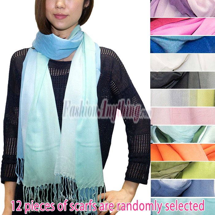 (image for) Ombre Solid Print Scarfs 1 DZ, Asst. Color