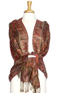 (image for) Paisley Floral Border Metallic Pashmina 1 DZ, Asst. Color