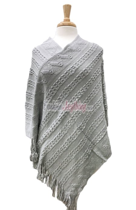 (image for) Solid Knit Poncho Light Grey