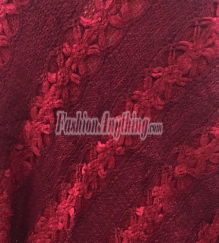 (image for) Floral Two Tone Thick Knit Poncho Dark Red