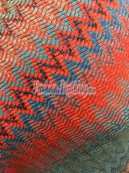 (image for) Zigzag Thick Knit Poncho Red / Teal