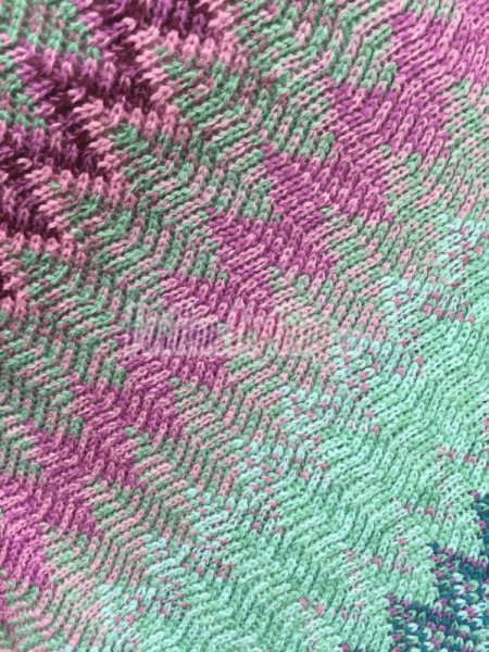 (image for) Zigzag Thick Knit Poncho Purple / Teal
